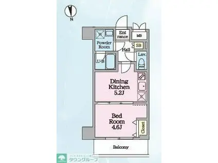 HYS TSURUKAWA(1DK/8階)の間取り写真