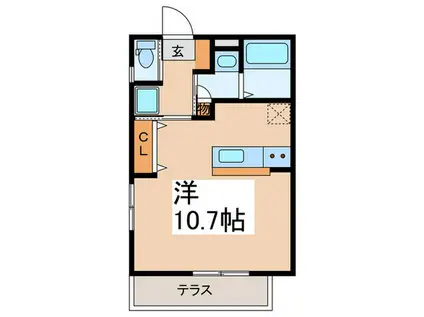 クレスト国立(ワンルーム/1階)の間取り写真