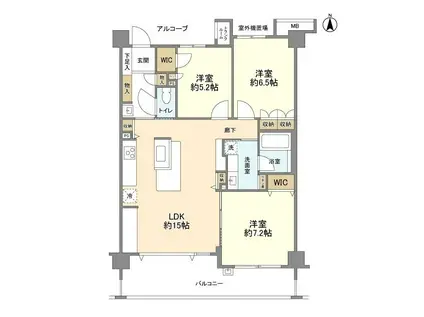 グランマーレ横浜 八景島 センターコート(3LDK/3階)の間取り写真