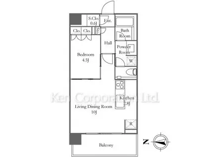 グランドメゾン白金の杜ザ・タワー(1LDK/10階)の間取り写真