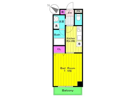 サクラビアⅢ(1K/3階)の間取り写真