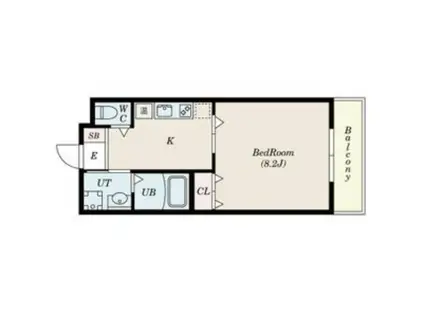 クィーンライフ勝山北(1K/7階)の間取り写真