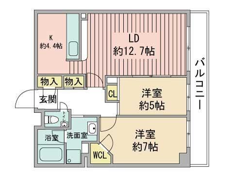 レジディア北2条イースト(2LDK/11階)の間取り写真
