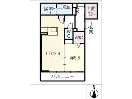 ベレオ広川(1LDK/2階)の間取り写真