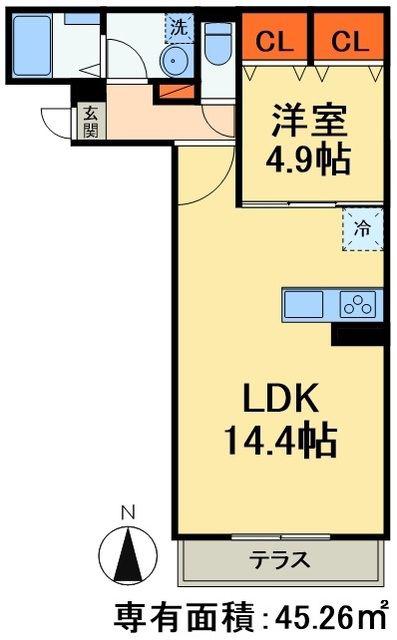 カーサスミレセグンダ(1LDK/2階)の間取り写真