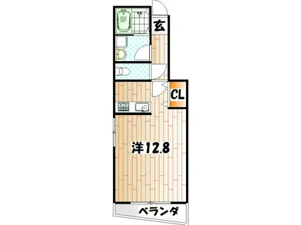 エクシヴ上富野(ワンルーム/1階)の間取り写真