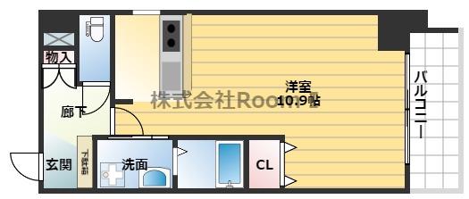 ブラービ上本町(ワンルーム/6階)の間取り写真