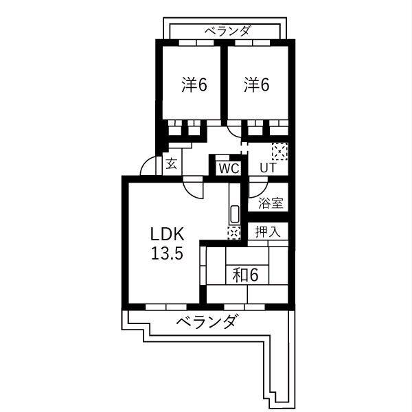 エステート中山(3LDK/2階)の間取り写真