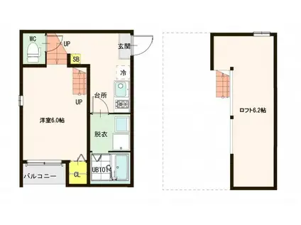 ハーモニーテラス苦竹III(1K/1階)の間取り写真