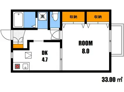 広島高速交通アストラムライン 西原駅(広島) 徒歩17分 2階建 築33年(1DK/1階)の間取り写真