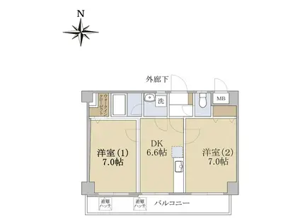 ギャロップ(2DK/2階)の間取り写真