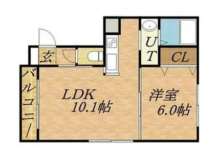 ヴィラ新さっぽろ(1LDK/1階)の間取り写真