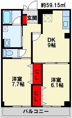 シティフォート(2LDK/2階)の間取り写真