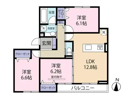 セレスティア本荘中ノ町(3LDK/2階)の間取り写真