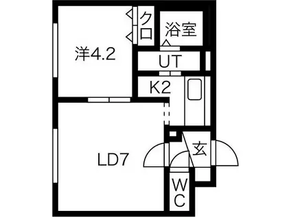 カーザフェリス平岸(1LDK/3階)の間取り写真