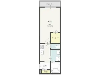 HOUSEKUL IS-2(1K/3階)の間取り写真