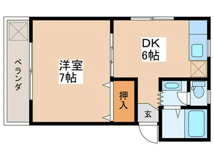 小高コーポ(1DK/2階)の間取り写真
