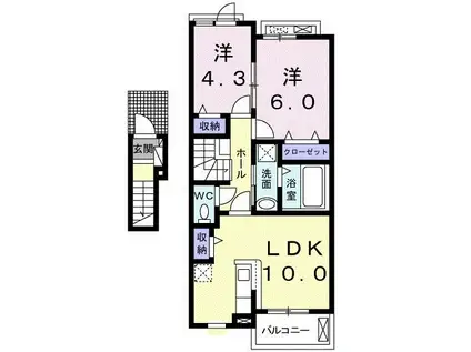 フォレスト ヴィラ 末広(2LDK/2階)の間取り写真