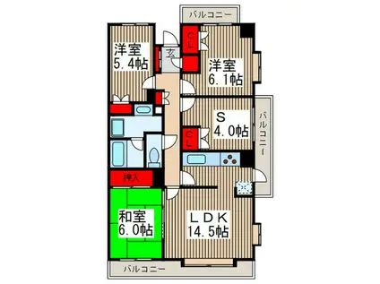 浦和東パーク・ホームズ(3SLDK/3階)の間取り写真