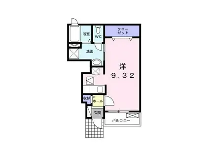 ポロニア参番館(ワンルーム/1階)の間取り写真