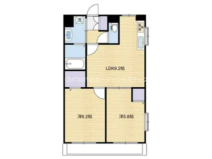 T・Sグランデ恒久中央(2LDK/3階)の間取り写真