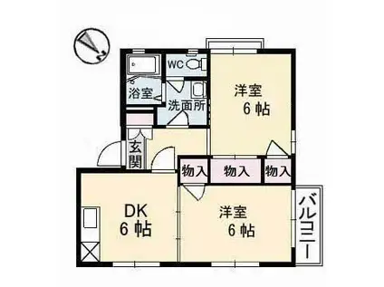 ディアス瀬戸見(2DK/2階)の間取り写真