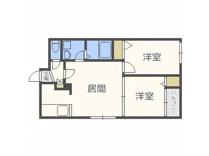 メゾンクードゥ・クールII(2LDK/2階)の間取り写真