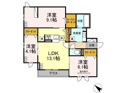 D-ROOM泉崎II(3LDK/1階)の間取り写真