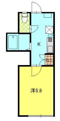 スカイパーク保戸野(1K/2階)の間取り写真