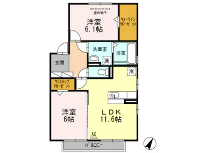 スプリングフィールドC棟(2LDK/1階)の間取り写真