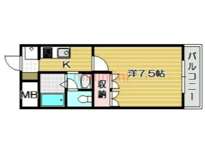 モアクレスト(1K/2階)の間取り写真