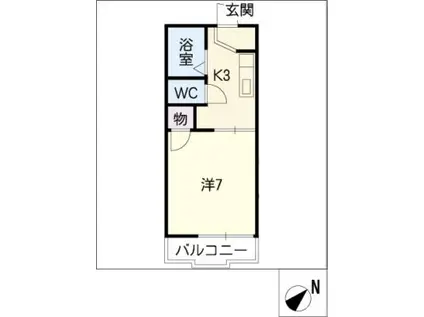 ミストラル藤が丘(1K/2階)の間取り写真