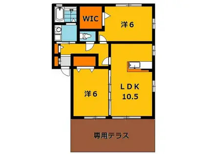 フローラルコート D棟(2LDK/1階)の間取り写真