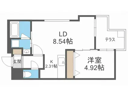 グランジ厚別(1LDK/1階)の間取り写真