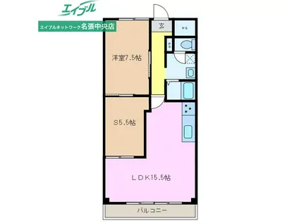 アップライト西原マンション(1LDK/6階)の間取り写真
