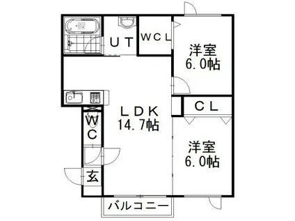 シェーン(2LDK/2階)の間取り写真