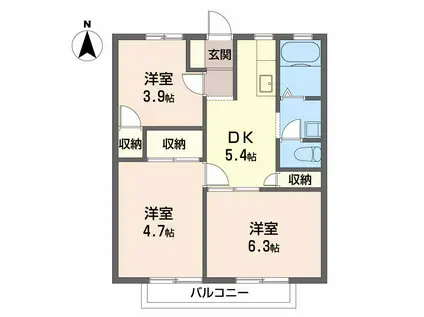 サンシティ大石A・B(3DK/2階)の間取り写真