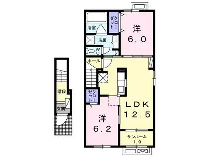 オーキッド(2LDK/2階)の間取り写真