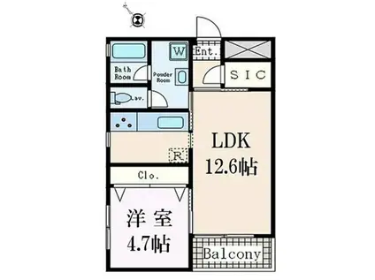 オークデンヒルズ(1LDK/2階)の間取り写真