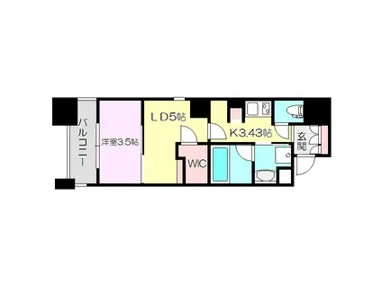 GATECOURT HIGASHIMIKUNI(1LDK/5階)の間取り写真