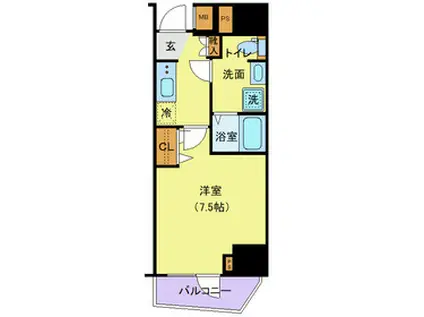 ジェノヴィア田端IIグリーンヴェール(1K/6階)の間取り写真