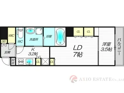 GATECOURT HIGASHIMIKUNI(1LDK/3階)の間取り写真