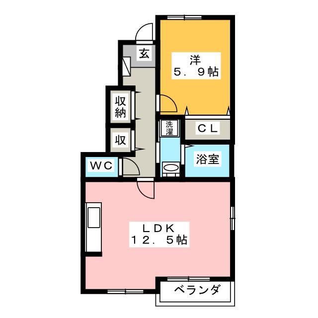 サンシャイン石津 A棟(1LDK/1階)の間取り写真