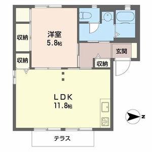 ラ・クレールA棟(1LDK/1階)の間取り写真