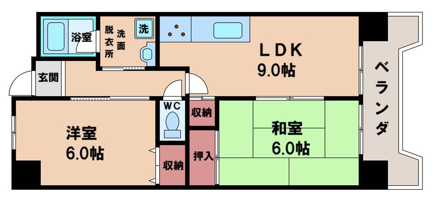 サニーコート・ナカイ(2LDK/4階)の間取り写真