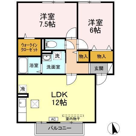 シルフィールド(2LDK/2階)の間取り写真
