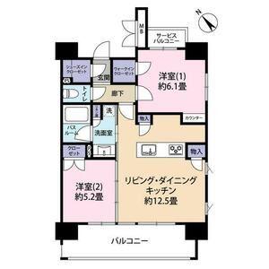 クリオラベルヴィ呉服町ウエスト(2LDK/12階)の間取り写真