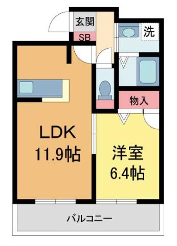 高橋ガーデンスクエア(1LDK/1階)の間取り写真