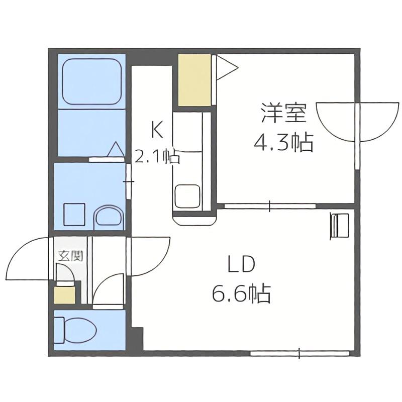 プリリア平岸(1LDK/3階)の間取り写真