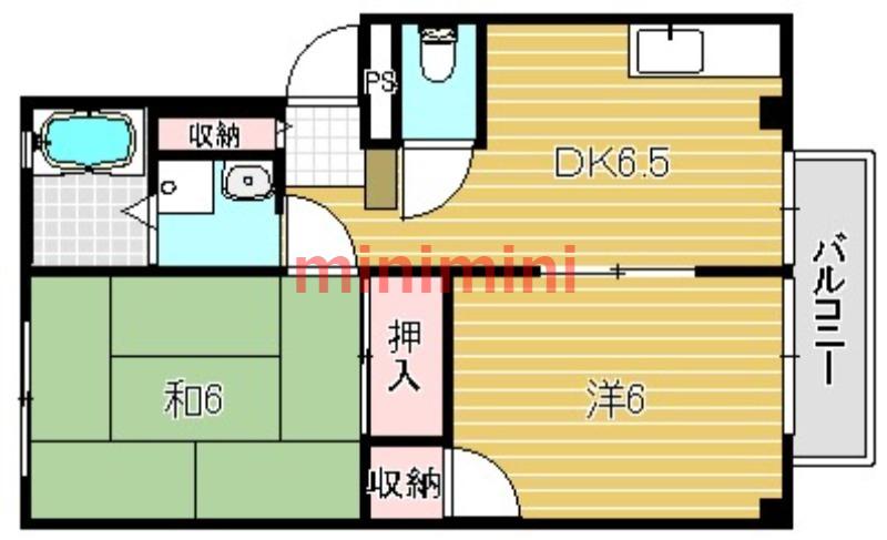 サンハイツ千原(2DK/2階)の間取り写真